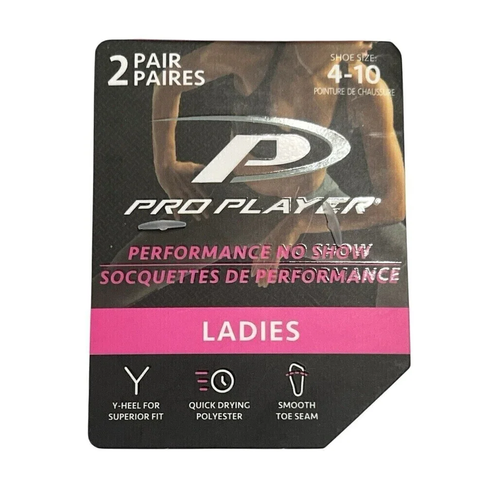 Pro Player Womens White No Show Socks 2 Sets of 2 (4 Pair total) Sz 4-10 NEW